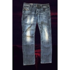 Diesel Larkee Regular Straight Leg Jeans Mens W34 L32 Blue Stretch Denim 084AU